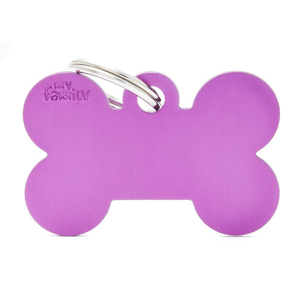 Imagen de Chapita de Información para Perro Personalizada Hueso Violeta Grande