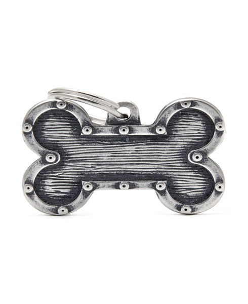 Imagen de Chapita de Información para Perro Personalizada Hueso Rustico