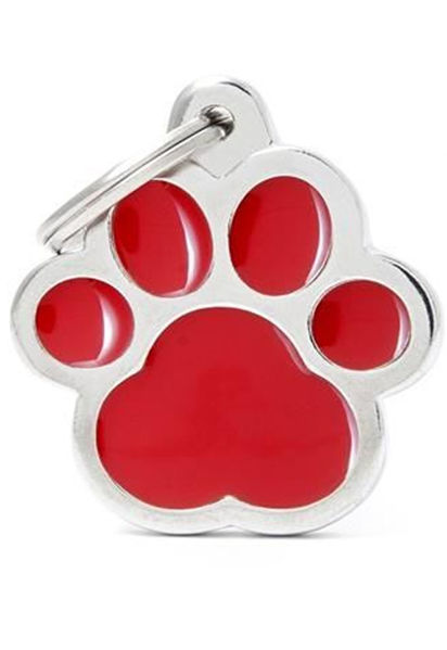 Imagen de Chapita de Información para Perro Personalizada Huella Roja