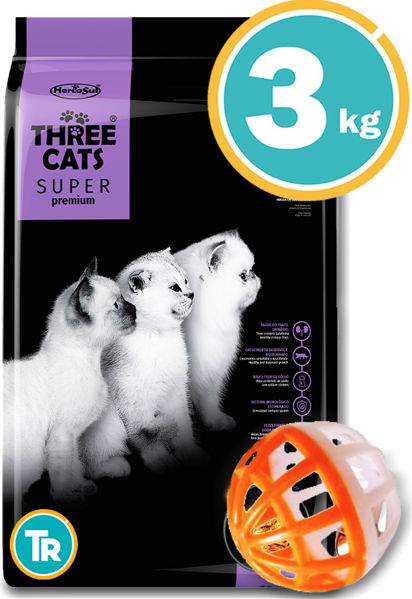 Imagen de THREE CATS Super Premium Kitten Gatitos 3 kg + Pelota