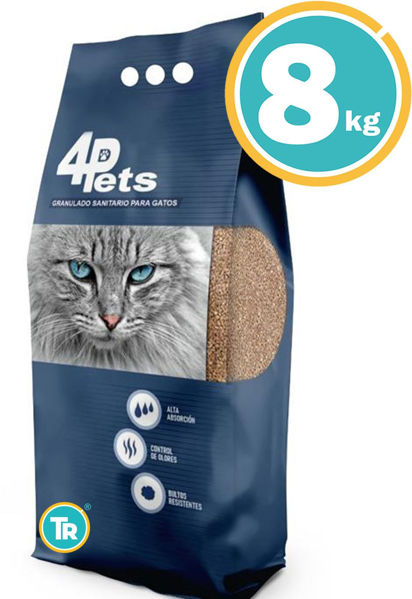 Imagen de SANITARIO GRANULADO 4PETS CON CARBON ACTIVADO 8KG