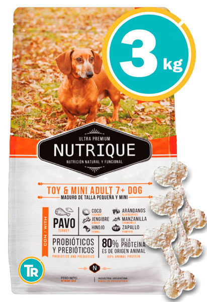 Imagen de Nutrique perro senior raza pequeña 3 kg + Huesitos