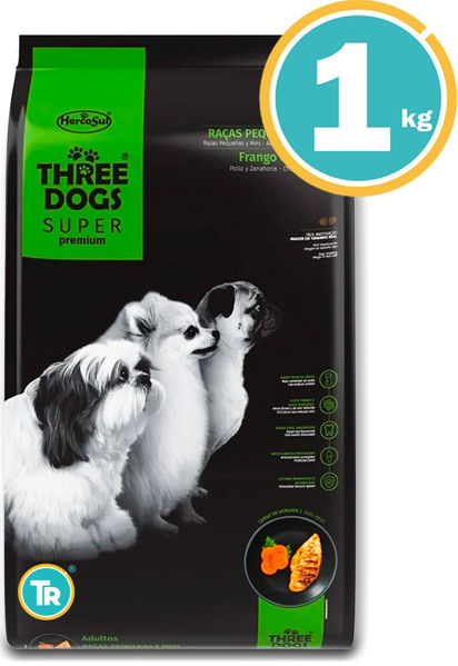Imagen de THREE DOGS Super Premium Perro Adulto Raza Prqueña 1kg Pollo y Zanahoria
