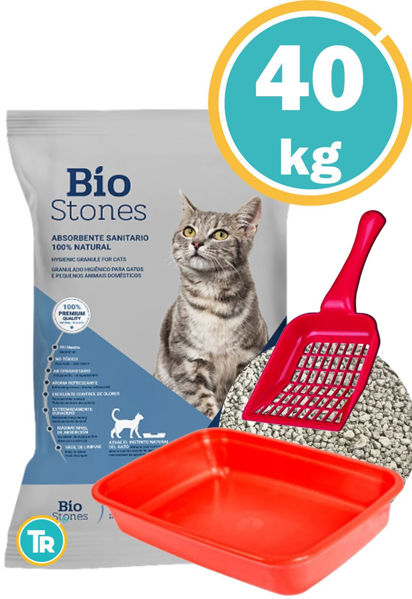 Imagen de Sanitario para Gatos Piedra Blanca 40 Kg + Bandeja + Pala