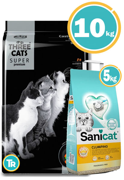 Imagen de THREE CATS Super Premium Castrados 10 kg Salmón + Sanicat