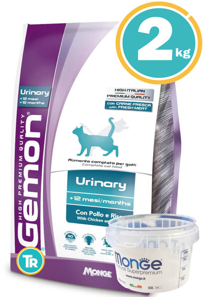 Imagen de GEMON Cat Urinary Chiken & Rice 2kg + Vaso