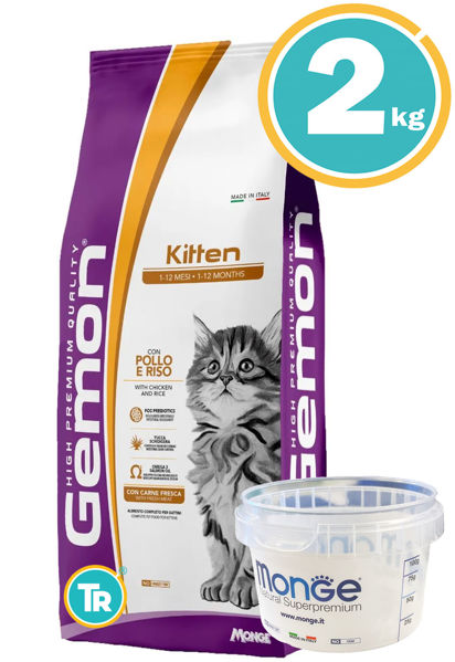 Imagen de GEMON Kitten Chicken y Rice 2kg + Vaso