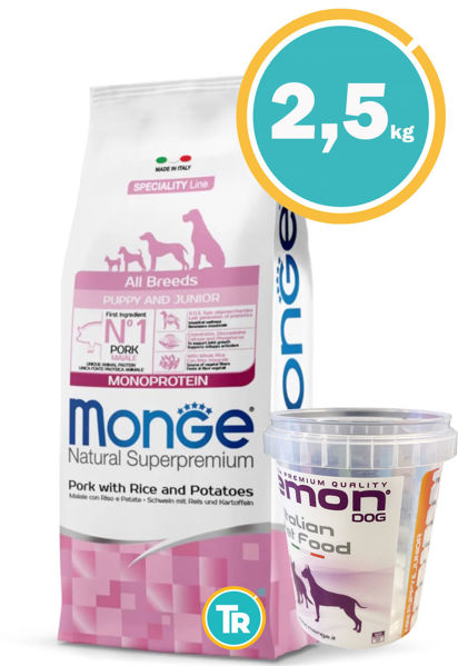 Imagen de MONGE Dog Monoproteina Cerdo Cachorro  2.5kg + Vaso