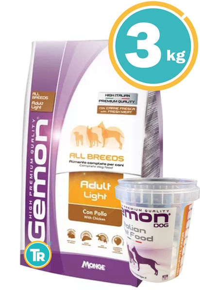 Imagen de GEMON Perro Adulto Light 3kg + Vaso
