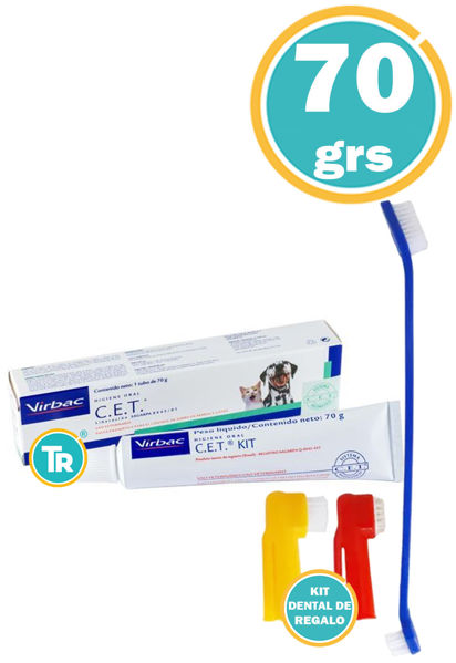 Imagen de C.E.T. VIRBAC Pasta Dental Salud Bucal Perros y Gatos 70gs + Kit de Cepillos