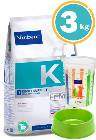Imagen de HPM Virbac Perro Cuidados Renales Kidney Support 3kg + Vaso + Comedero