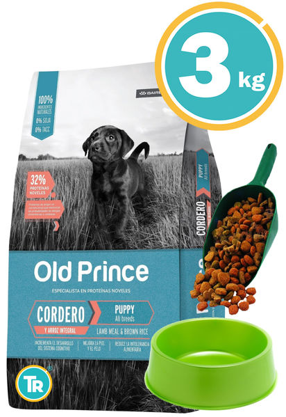 Imagen de OLD PRINCE Perro Cachorro Novel Cordero 3kg + Pala + Comedero