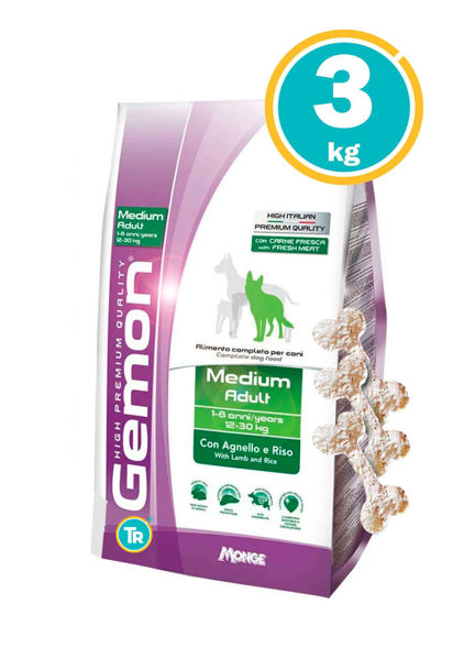 Imagen de GEMON Lamb y Rice 3kg + Huesitos de lonja