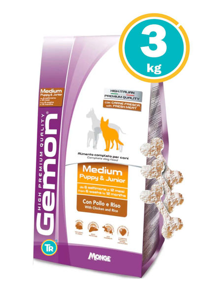 Imagen de GEMON PUPPY Y JUNIOR X 3KG + Huesitos de lonja