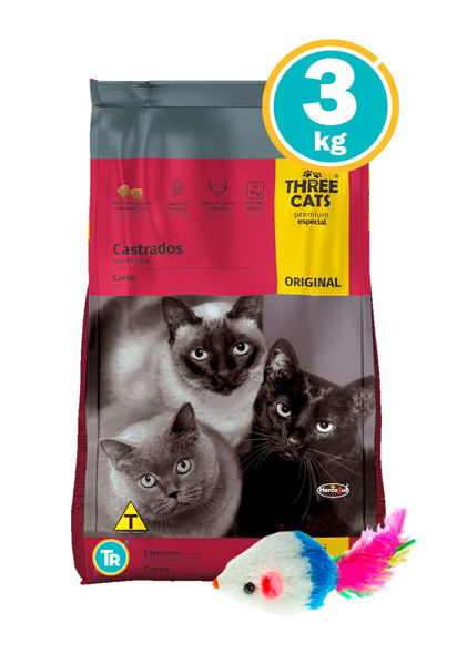 Imagen de THREE CATS Familia Original Gatos Castrados 3 Kg  + Ratón