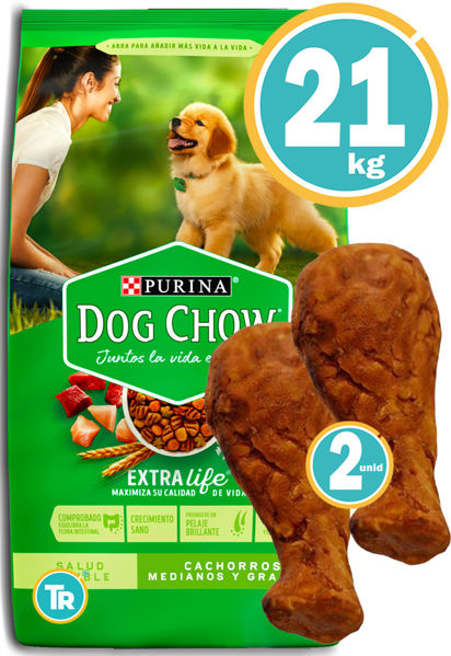 Imagen de DOG CHOW Perros Cachorro Raza Medianas y Grandes 21 kg + Patas de pollo
