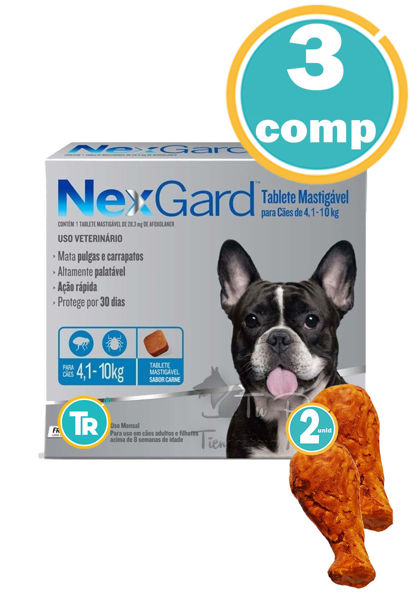 Imagen de ANTIPULGAS Y GARRAPATAS NEXGARD Perros 4 - 10 kg x 3 comp + Patas de pollo