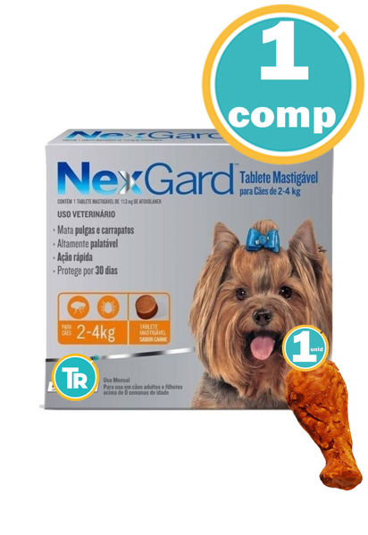 Imagen de PASTILLA ANTIPULGAS Y GARRAPATAS NEXGARD 2 A 4 Kg 1 Comp. + Pata de pollo