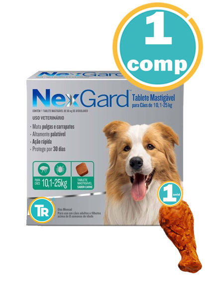 Imagen de PASTILLA ANTIPULGAS Y GARRAPATAS NEXGARD 10 - 25kg + Patas de pollo