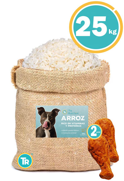 Imagen de Arroz Quebrado 25 kg para Perros y Gatos + Patas de pollo
