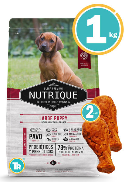 Imagen de Nutrique perro cachorro raza grande 1 kg + Patas de pollo