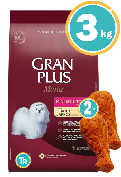 Imagen de GRAN PLUS Perro Adulto Mini 3kg Pollo y Arroz + Patas de pollo