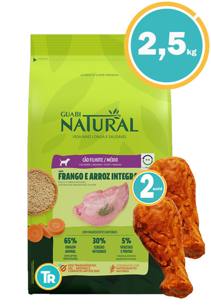 Imagen de GUABI Dog Cachorro Medium 2,5kg Pollo y Arroz Integral + Patas de pollo