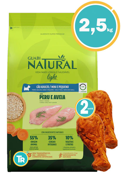 Imagen de GUABI Perro Adulto Light Raza Pequeña 2,5kg Pavo y Avena + Patas de pollo