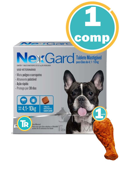 Imagen de PASTILLA ANTIPULGAS Y GARRAPATAS NEXGARD 4 - 10 Kg 1 Comp. + Pata de pollo