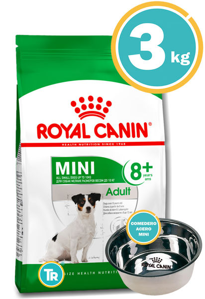 Imagen de ROYAL CANIN Mini Adult 8+ 3kg + Comedero