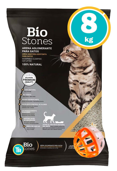 Imagen de Sanitario Arena Aglomerante Bio Stones 8 kg + Pelota - Sin Aroma