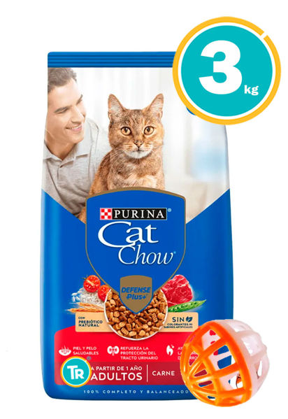 Imagen de CAT CHOW Gato Adulto Carne 3Kg + Pelota