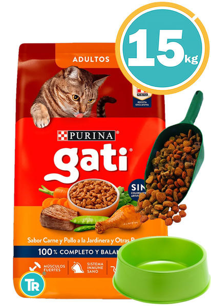 Imagen de GATI Pollo, Zanahoria & Espinaca 15kg + Pala + Comedero