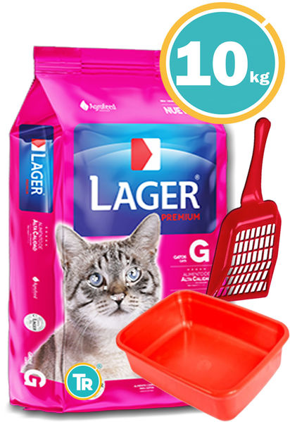 Imagen de LAGER Gatos Adulto 10 kg + Bandeja + Pala Sanitaria