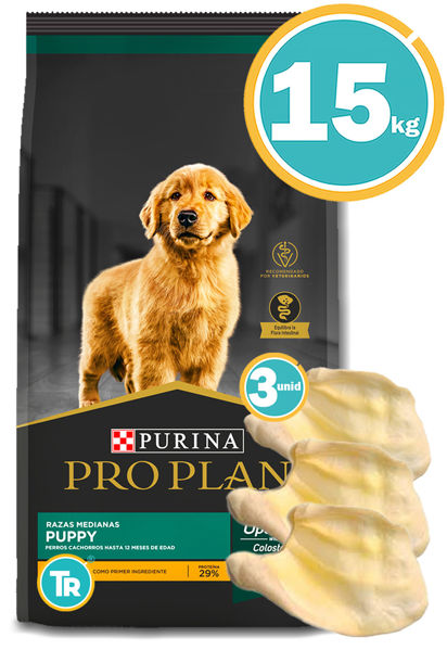 Imagen de PRO PLAN Dog Cachorro Raza Media Complete Pollo & Arroz 15kg + Orejas
