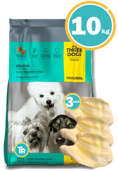 Imagen de THREE DOGS Familia Original Perro Adulto Razas Pequeñas 10kg + Orejas