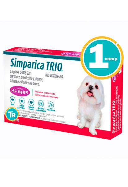 Imagen de SIMPARICA  TRIO TABLETA 2.5 A 5.5KG