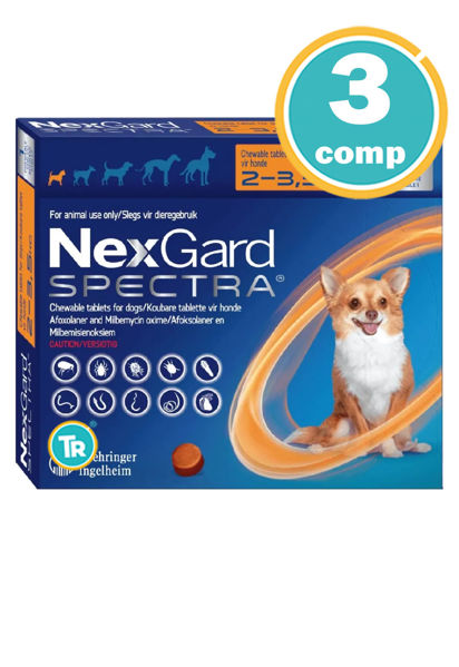 Imagen de NEXGARD SPECTRA PERROS  2 a 3,5 Kg - PROMO 3 comp