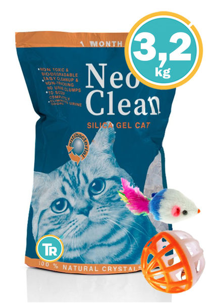 Imagen de SANITARIO NEOCLEAN SILICA GEL 3,2KG + PELOTA CASCABEL + RATON