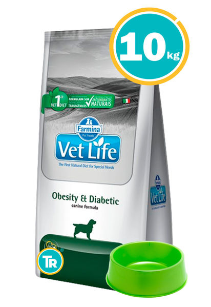 Imagen de VET LIFE Perro Adulto Obesity & Diabetic 10kg + Comedero