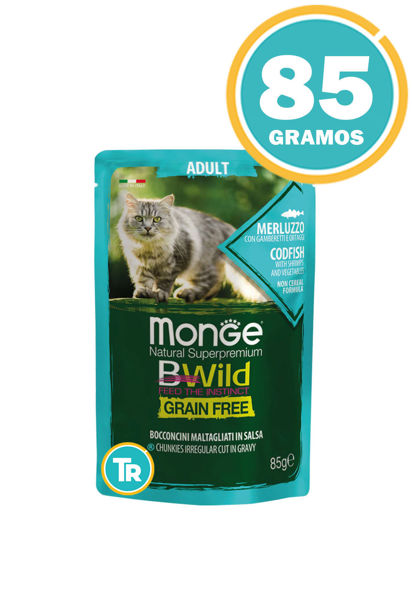 Imagen de SALSA MONGE BWILD GATO ADULTO MERLUZZO Y VEGETALES 85GR