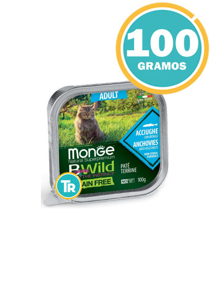 Imagen de PATE MONGE BWILD GATO ADULTO ANCHOVIES Y VEGETALES 100GR