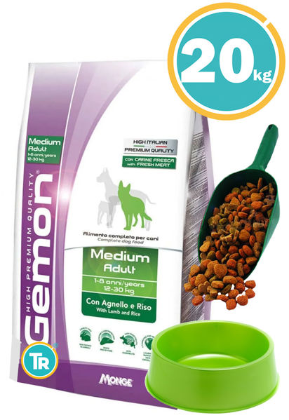 Imagen de GEMON Perro Cordero y Arroz 20kg + Pala + Comedero