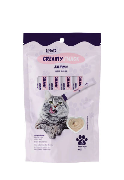 Imagen de SNACK PARA GATO CREAMY LOPETS 60GR SALMON 4 UNIDADES