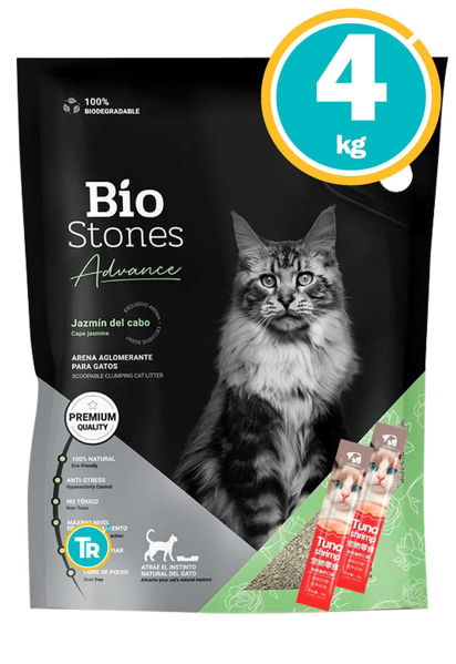 Imagen de SANITARIO BENTONITA ARENA ADVANCE BIO STONES 4KG + 2 Salsa