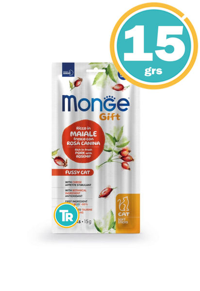 Imagen de MONGE GIFT GATO STICK FUSSY PORK & ROSE 15GR