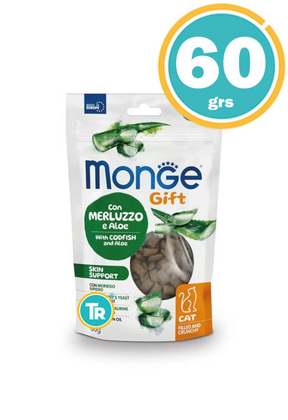 Imagen de MONGE GIFT GATO SNACK SKIN CODFISH & ALOE 60GR