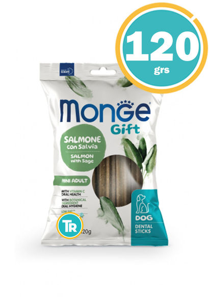 Imagen de MONGE GIFT PERRO STICK MINI ADULT SALMON & SALVIA 120GR