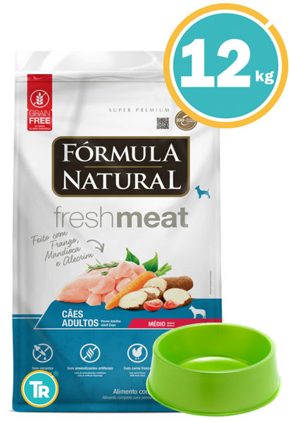 Imagen de FORMULA NATURAL FRESH MEAT DOG ADULTO MEDIANO 12KG + COMEDERO