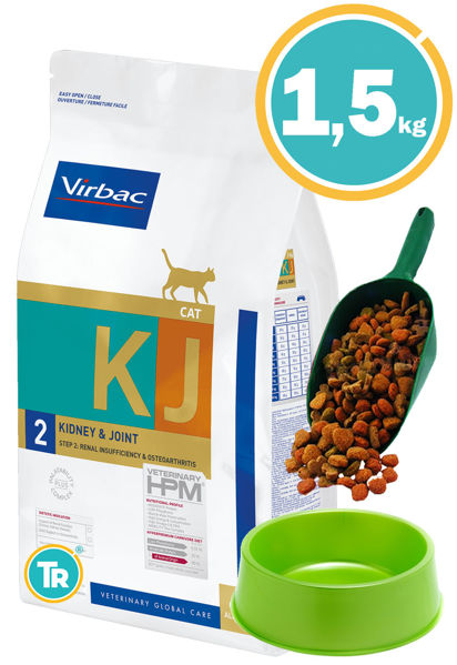 Imagen de HPM VIRBAC GATO ETAPA 2 KIDNEY & JOINT 1.5KG + PALA + COMEDERO